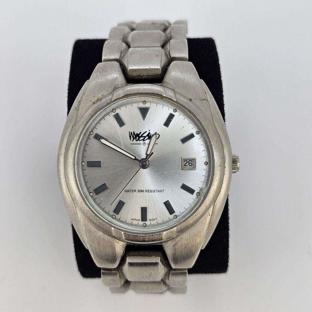 Massimo Men's Watch 37MM Gray Dial Date‎ Gray Bracelet Band 6" New Battery